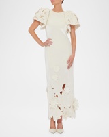 Vestido Largo de Fiesta para Mujer, Estilo Boutique, para Bodas, Elegante, con Bordado 3D, Cuello Redondo, Manga Abullonada, Maxi Vestido