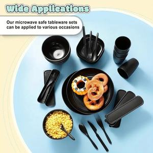 Ensemble de vaisselle incassable tasses de cuisine assiettes bols ensembles lave-vaisselle assiettes allant au micro-ondes ensembles de vaisselle en paille de blé 32 pièces - Product Image 6