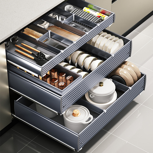 Giá để đồ tủ bếp kiểu hiện đại HNOSS bằng nhôm, có ngăn kéo trượt - Product Image 2