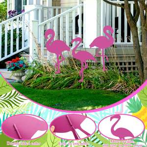 Panneau de cour en métal flamant rose de grande taille au design moderne personnalisé, décoration de pelouse extérieure pour jardin, panneau de sol, faible MOQ - Product Image 2