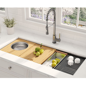 304 Stainless Steel Kitchen Sink, Modern American Black Nanometer Handmade Sink with Rainfall Waterfall - Product Image 2