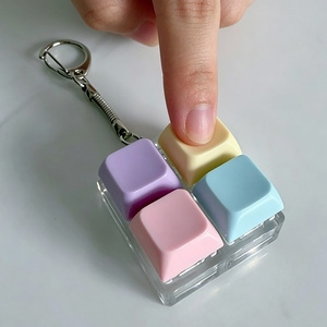 Plastic ABS <b>Customized</b> <b>Keychain</b> Toy Click Fidget Luminescence Macaron Keyboard Keyring with Different Colors - Product Image 1