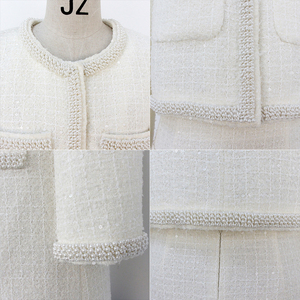 Conjunto <span class=keywords><strong>de</strong></span> Dos Piezas Elegante <span class=keywords><strong>de</strong></span> Tweed con Adornos <span class=keywords><strong>de</strong></span> Perlas para Mujer, <span class=keywords><strong>Chaqueta</strong></span> Corta <span class=keywords><strong>de</strong></span> Manga Larga con Cuello Redondo <span class=keywords><strong>y</strong></span> Minifalda, Atuendo Formal - Product Image 5