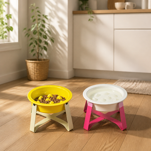 Bol de nourrissage lent pour animaux de compagnie en céramique écologique de haute qualité avec support en métal, alimentation lente pour éviter l'étouffement, bol pour chien, bol pour chat - Product Image 5