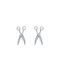Nouvelle arrivée bijoux fins dames 925 boucles d'oreilles en argent zircon cubique personnalité à la mode ciseaux boucles d'oreilles pour les femmes