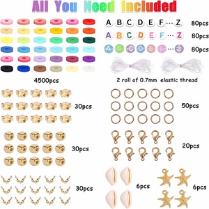 Ensemble de 4500 perles plates circulaires en pâte polymère, 36 couleurs, avec perles d'intervalles en pierre noire, pour la création de pendentifs, breloques et bracelets - Product Image 4
