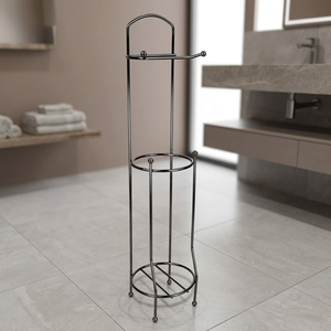 Modern Minimalist Stainless Steel Paper Holder Stand Circular Tiered Design Free Standing <b>Bathroom</b> <b>Accessory</b> - Product Image 3