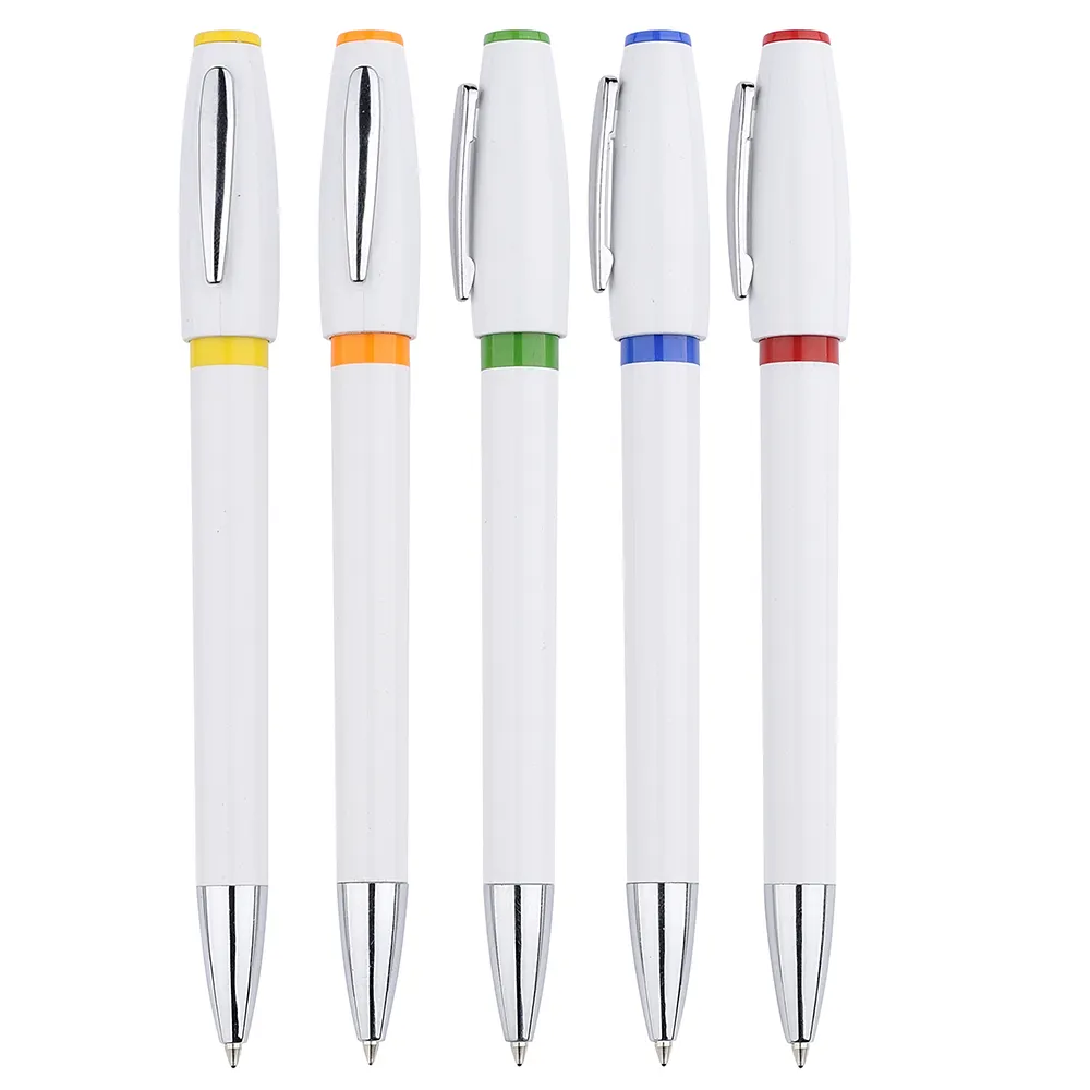 Производство, оптовая продажа, высококачественные пустые белые рекламные пластиковые шариковые ручки с логотипом клиента
