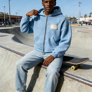 Felpa <span class=keywords><strong>con</strong></span> Cappuccio e Zip in Cotone 400g di Alta Qualità, Motivo Personalizzato, Taglia Grande, Abbigliamento Uomo - Product Image 3