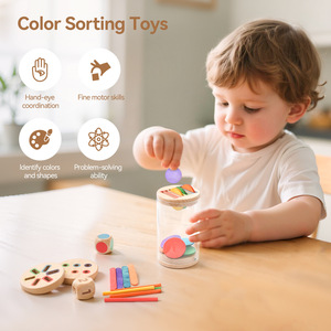 Jouets de différenciation des couleurs pour bébés, boîte en bois pour tout-petits, jouets Montessori pour les enfants de <span class=keywords><strong>1</strong></span>, 2, 3 ans, jouets pour développer la <span class=keywords><strong>motricité</strong></span> fine - Product Image 4