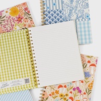 Carnet à spirales en papier artistique Yuezhicai avec couverture en cuir PU, design imprimé amusant pour un usage quotidien au bureau/à l'école