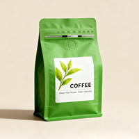 Sachet refermable à fond plat avec logo personnalisé, imprimé, pour café, avec valve et fermeture éclair, 100g 250g 500g 1kg, emballage alimentaire