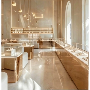 ร้านขายเครื่องประดับสไตล์โลหะสีเบจสุดหรู พร้อมบริการออกแบบตกแต่งร้านค้าแบบครบวงจร ตู้โชว์ระดับไฮเอนด์ โซลูชั่นพื้นที่ขายปลีกสำหรับร้านนาฬิกา - Product Image 4