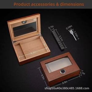 Humidor Rectangular de Madera de Cedro Sólido con Tapa de Vidrio, Caja de Almacenamiento a Prueba de Humedad para Escritorio - Product Image 4
