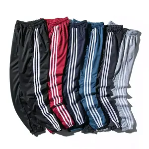 Pantalon décontracté à trois rayures pour homme, pantalon de sport ajusté pour adolescent, grande taille