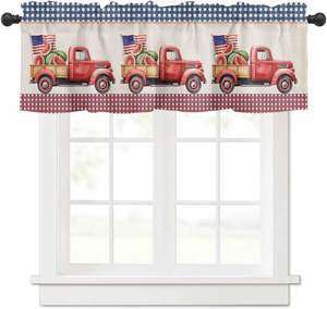Cortina corta para el Día de la Independencia con estrellas patrióticas, roja, blanca y azul, para cocina - Product Image 2