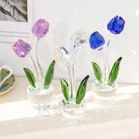 Ornement en cristal K9 en gros, deux petites roses, écologique, haute qualité, décoration intérieure, figurine florale, objet de collection, Nouvel An, entreprise