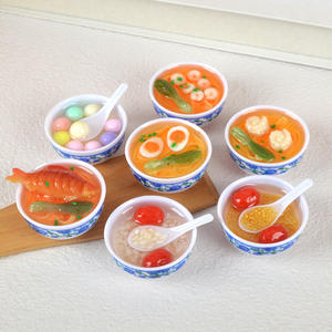 Jouets alimentaires simulés, bol en <span class=keywords><strong>porcelaine</strong></span> bleu et blanc de style chinois de 4 cm, modèle de nouilles, nouilles au bœuf, ramen, ensemble de jeu alimentaire - Product Image 1