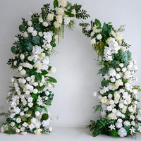 Décoration florale en forme d'arche de cerf style Monet, toile de fond de fleurs artificielles très vendue pour cérémonie de mariage en extérieur