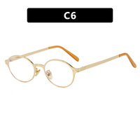 Kacamata Hitam Bulat Punk Vintage 2026 Unisex Retro Bingkai Logam Emas Full Rim Lensa UV400 Trendy Oval Jinxingshu JXS-141