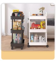 Lage Prijs 3-Tier Mobiele Groenteopslag Rolwagentje Met Wielen Ruimtebesparende Huishoudelijke Organizer Trolleykar
