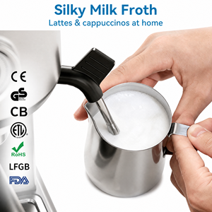 Machine à expresso <span class=keywords><strong>semi</strong></span>-<span class=keywords><strong>automatique</strong></span> électrique pour la maison, 15 bars de pression, contrôle LED avec mousseur à lait, pour la maison, le bureau, la cuisine, l'hôtel - Product Image 4