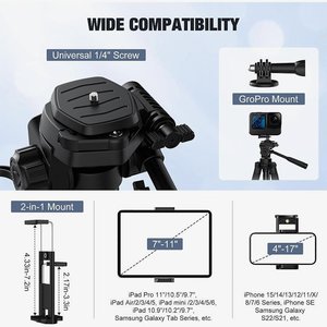 Trépied portable N02 avec système de verrouillage à bascule et pince pour téléphone, idéal pour la diffusion en direct, les téléphones portables, les appareils photo numériques et les GoPro - Product Image 4