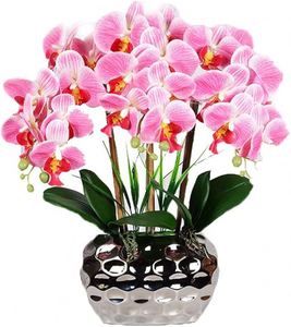 OH ARTS High Quality Real Touch Orchid <b>Artificial</b> Flower Luxury Ceramic Pot Home Hotel Wedding Decor Realistic Silk Indoor Table - Product Image 1