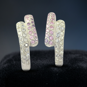 Art Palace Silver Plated <b>Cuff</b> <b>Earrings</b> With Crystal Rhinestone Channel Setting For Women Luxury Everyday Wear - Product Image 2