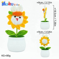 Handgemaakt gehaakt konijn glimlachende zonnebloem potplant eeuwigdurend afgewerkt auto kantoor huis bureau decor cadeau