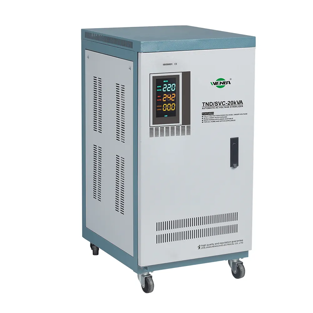 Eenfase Svc 20 Kva Servo Motor Control Automatische Ac Spanningsstabilisator 20KVA Voltage Regulator Met Digitale Display