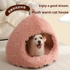 Cama para Mascotas de Invierno, Ecológica, con Patrón Sólido, Relleno 100% Algodón, Lavable a Mano, para Gatos y Perros, para Dormir Profundamente - Product Image 4