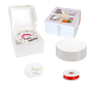 Bán buôn Giấy bìa cứng Bao bì nhựa pop có thể tùy chỉnh Hình vuông sang trọng Sinh nhật rõ ràng Hộp bánh trong suốt có tay cầm - Product Image 2