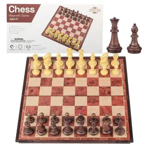 Iki oyuncu satranç oyunu büyük boy 36x36 cm manyetik katlanır satranç tahtası antika satranç seti