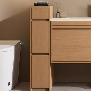 High-quality Small Size 60cm Plywood <strong>Bathroom</strong> <strong>Cabinet</strong> with Led Mirror and Side <strong>Cabinet</strong> Ceramic Basin Vanity - Product Image 4
