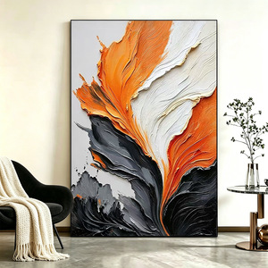 Hand Painted Oil Painting Orange Textured Mural Modern Abstract Art For Living Room Sofa Background <b>Wall</b> Decor With Metal <b>Frame</b> - Product Image 1