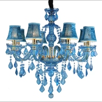 Nouveau design de lustre en cristal bleu pour les bars décoratifs européens, les halls d'accueil et les chambres d'hôtes, importé