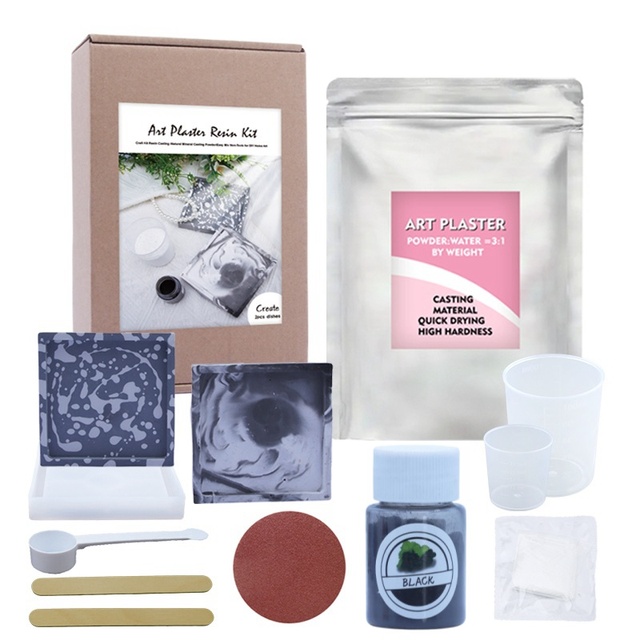 TIMESRUI Square Coasters Plaster Kit Water Activated Casting Powder Set Gypsum Powder With Tools for Beginners Diy Coaster Craft