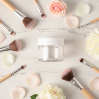 Pot en plastique rose dépoli transparent à large ouverture pour soins de la peau, crème visage, faux cils et perruques