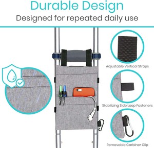 Free sample Crutch Bag Lightweight Accessories <b>Black</b> Grey Walking Stick Crutch <b>Storage</b> Bag for Broken Leg with <b>Storage</b> Pockets - Product Image 5