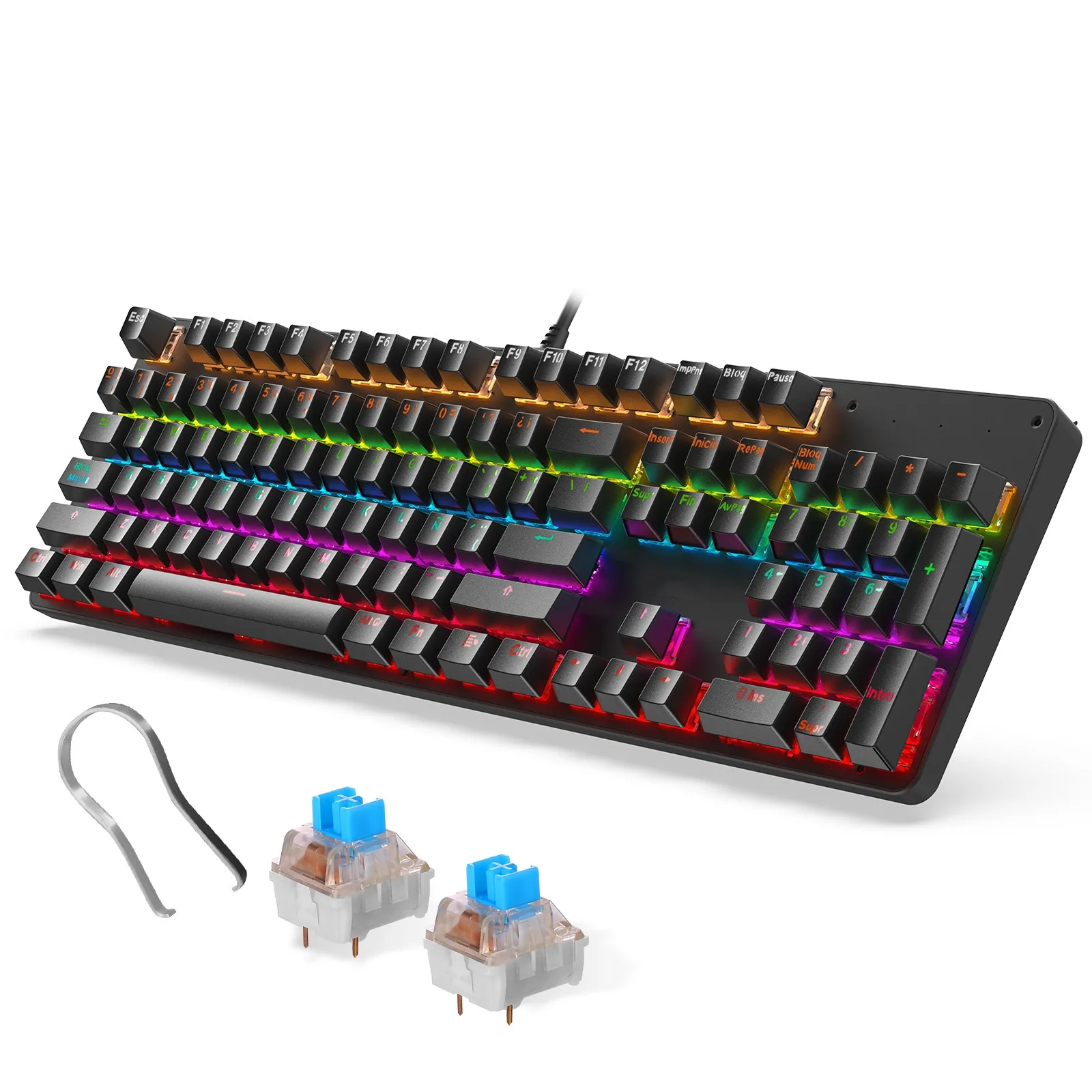 Hochwertige 104 Tasten mechanische Tastatur mit LED-USB-Schnittstelle für Computergebrauch New Style Tastatur