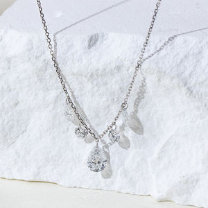 MSN-959เครื่องประดับเมสซี่9K สร้อยคอเพชรกลมทองคำขาวและลูกแพร์ - Product Image 1