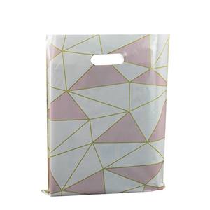 Sacs de shopping en plastique à poignées découpées et à soufflets, sacs de marchandises compostables pour les petites entreprises et les boutiques, cadeaux de vente au détail - Product Image 1