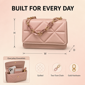 <span class=keywords><strong>Bolso</strong></span> de hombro acolchado <span class=keywords><strong>rosa</strong></span> con cadena, bandolera bicolor con solapa, herrajes dorados, <span class=keywords><strong>bolso</strong></span> compacto para uso diario, venta al por mayor - Product Image 1