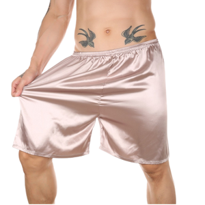 Pigiami estivi in seta da <span class=keywords><strong>uomo</strong></span> indumenti da notte Casual pantaloni da <span class=keywords><strong>uomo</strong></span> per dormire corti larghi e comodi fondi per dormire all'ingrosso e al dettaglio - Product Image 1