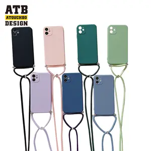 2023 New Colorful Shockproof TPU Soft Silicone Phone Case With Strap Crossbody For Iphone 14 Pro Max
