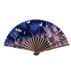 Handmade Natural Wooden Handicraft Folding <b>Fan</b> with Modern <b>Pink</b> Floral and Butterfly Design Art Collectible Decorative Item - Product Image 1