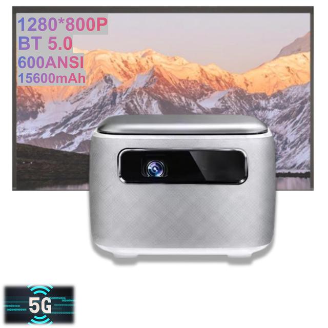 New Portable Mini DLP Android 9.0 Projector with 600ANSI 3D 4K LED Lamp and 5GWIFI V8 for Home Theatre Smart Mini Projector