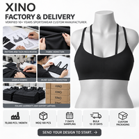 Soutien-gorge de yoga halter éco-responsable en tissu recyclé, séchage rapide, maintien élevé, avec logo frontal et design élégant au dos, idéal pour la course et le fitness