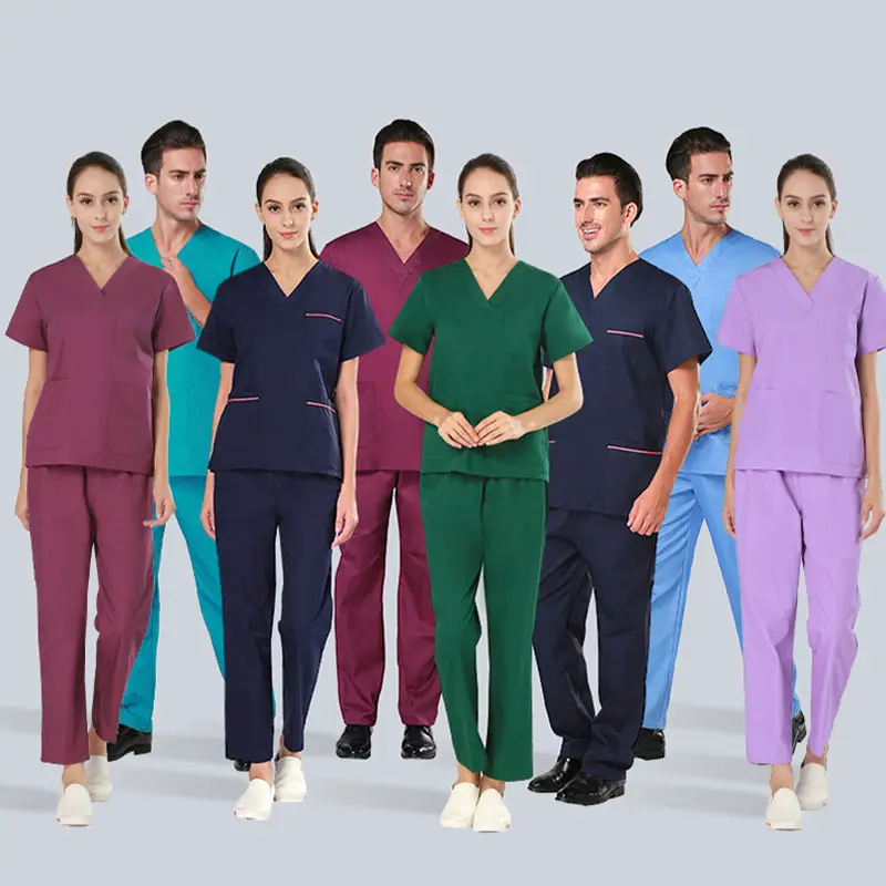 Conjunto de uniformes de enfermagem cirúrgica para médicos, enfermeiros, homens e mulheres, roupas de odontologia clínica, uniforme de cor sólida